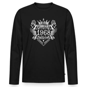 February 1968| February 1968 anniversary 1968 - Men's Premium Organic Long Sleeve Shirt - black - Front - Nico (187cm)