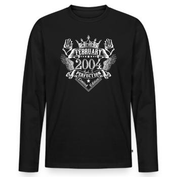 Februar 2004 | Februar 2004 Jubiläum 2004 - Männer Premium Bio Langarmshirt - Schwarz - Vorne - Nico (187cm)