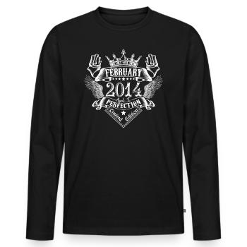 Februar 2014 | Februar 2014 Jubiläum 2014 - Männer Premium Bio Langarmshirt - Schwarz - Vorne - Nico (187cm)