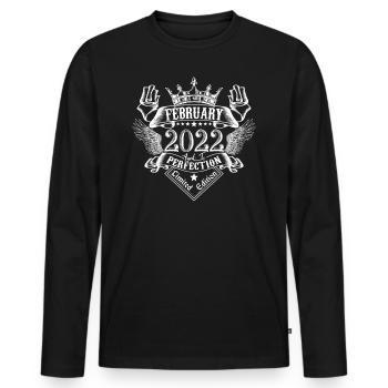 Februar 2022| Februar 2022 Jubiläum 2022 - Männer Premium Bio Langarmshirt - Schwarz - Vorne - Nico (187cm)