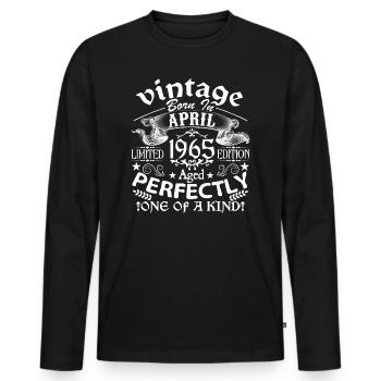 Avril 1965 | anniversaire 1965 Vintage Avril - T-shirt manches longues Premium bio Homme - noir - Devant - Nico (187cm)