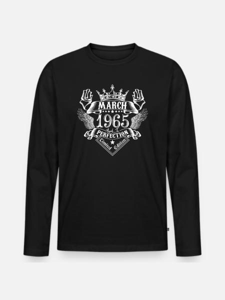 Marts 1965| Marts 1965 jubilæum 1965 - Premium økologisk langærmet T-shirt til mænd - sort