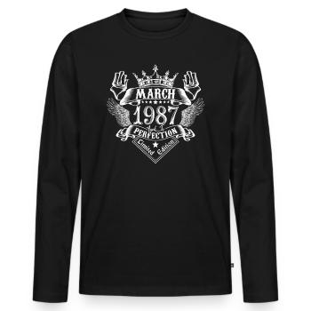 März 1987| März 1987 Jahrestag 1987 - Männer Premium Bio Langarmshirt - Schwarz - Vorne - Nico (187cm)