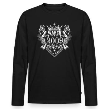 März 2009 | März 2009 Jubiläum 2009 - Männer Premium Bio Langarmshirt - Schwarz - Vorne - Nico (187cm)