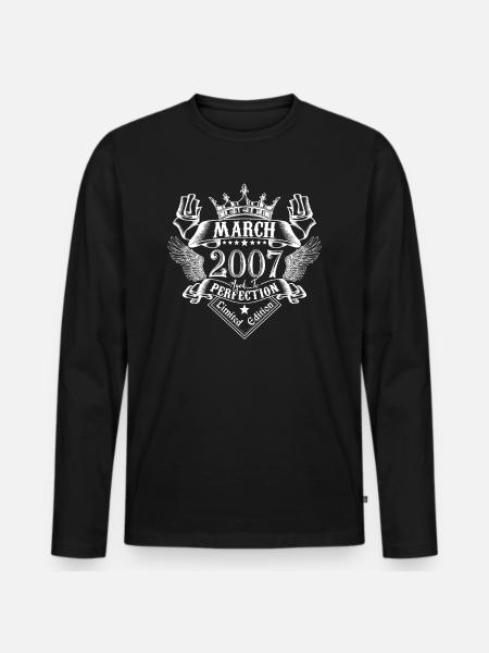 marzo 2007 | Marzo 2007 aniversario 2007 - Camiseta ecológica prémium de manga larga para hombre - negro