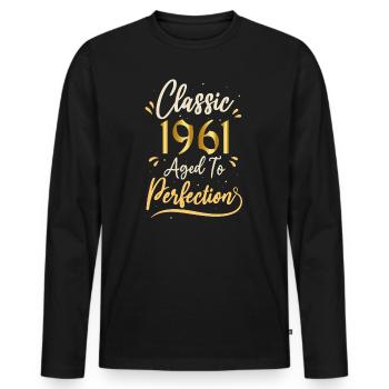 Birthday 1961 gift 1961 Classic 1961 - Men's Premium Organic Long Sleeve Shirt - black - Front - Nico (187cm)