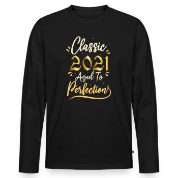 Anniversaire 2021 cadeau 2021 Classic 2021 - T-shirt manches longues Premium bio Homme - noir - Devant - Nico (187cm)