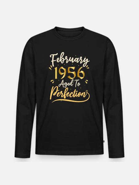 February 1956 February aged to perfection 1956 - Men's Premium Organic Long Sleeve Shirt - black