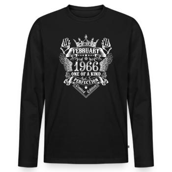 Février 1966 anniversaire Février 1966 Février - T-shirt manches longues Premium bio Homme - noir - Devant - Nico (187cm)