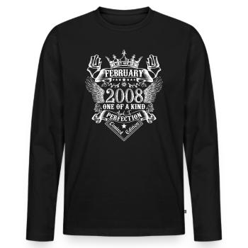 Février 2008 anniversaire Février 2008 Février - T-shirt manches longues Premium bio Homme - noir - Devant - Nico (187cm)