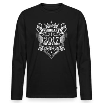 Février 2017 anniversaire Février 2017 Février - T-shirt manches longues Premium bio Homme - noir - Devant - Nico (187cm)