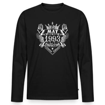 Mai 1993 | Mai 1993 Jahrestag 1993 - Männer Premium Bio Langarmshirt - Schwarz - Vorne - Nico (187cm)