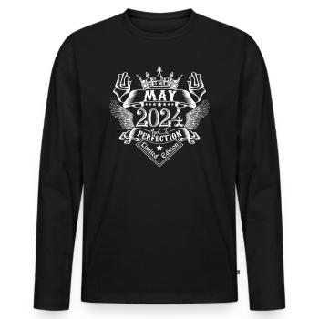 May 2024 | May 2024 anniversary 2024 - Men's Premium Organic Long Sleeve Shirt - black - Front - Nico (187cm)