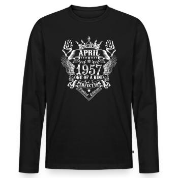 Avril 1957 anniversaire Avril 1957 Avril - T-shirt manches longues Premium bio Homme - noir - Devant - Nico (187cm)