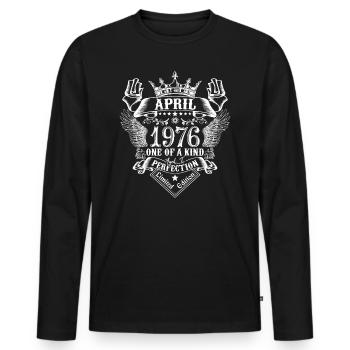 Avril 1976 anniversaire Avril 1976 Avril - T-shirt manches longues Premium bio Homme - noir - Devant - Nico (187cm)