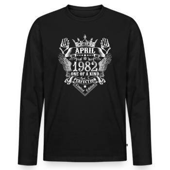 Avril 1982 anniversaire Avril 1982 Avril - T-shirt manches longues Premium bio Homme - noir - Devant - Nico (187cm)