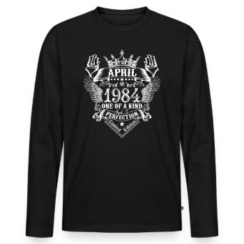 Avril 1984 anniversaire Avril 1984 Avril - T-shirt manches longues Premium bio Homme - noir - Devant - Nico (187cm)