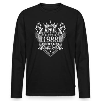 Avril 1988 anniversaire Avril 1988 Avril - T-shirt manches longues Premium bio Homme - noir - Devant - Nico (187cm)