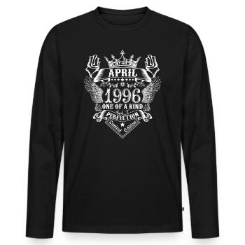 Avril 1996 anniversaire Avril 1996 Avril - T-shirt manches longues Premium bio Homme - noir - Devant - Nico (187cm)