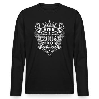 Avril 2004 anniversaire Avril 2004 Avril - T-shirt manches longues Premium bio Homme - noir - Devant - Nico (187cm)