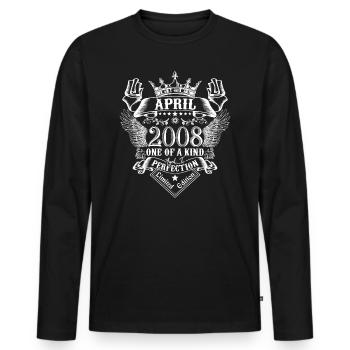 Avril 2008 anniversaire Avril 2008 Avril - T-shirt manches longues Premium bio Homme - noir - Devant - Nico (187cm)