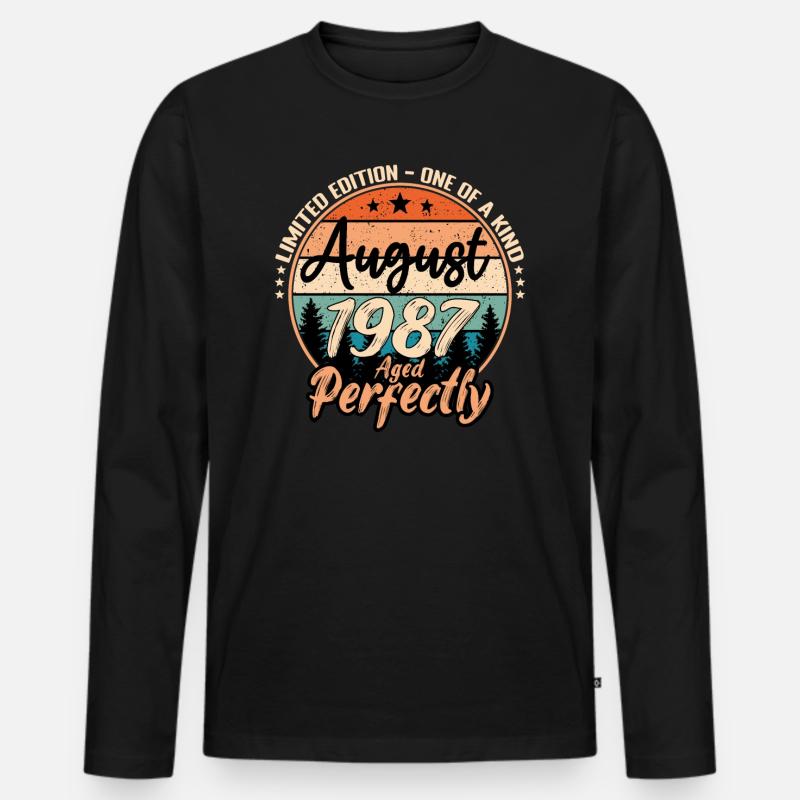 August 1987 Jubiläum 1987 Legenden August - Männer Premium Bio Langarmshirt - Schwarz