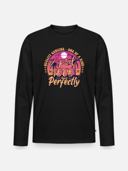April 1969 Jubiläum 1969 Retro 1969 April - Männer Premium Bio Langarmshirt - Schwarz