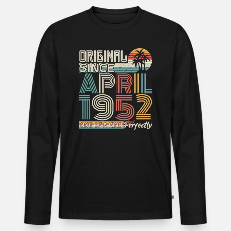 April 1952 Geburtstag April 1952 Geschenk 1952 - Männer Premium Bio Langarmshirt - Schwarz