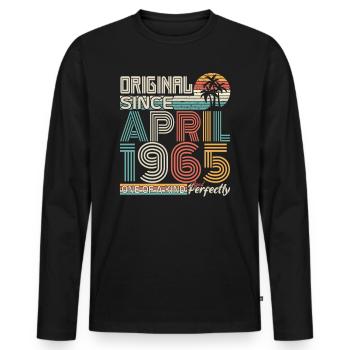 April 1965 Jahrestag April 1965 Geschenk 1965 - Männer Premium Bio Langarmshirt - Schwarz - Vorne - Nico (187cm)