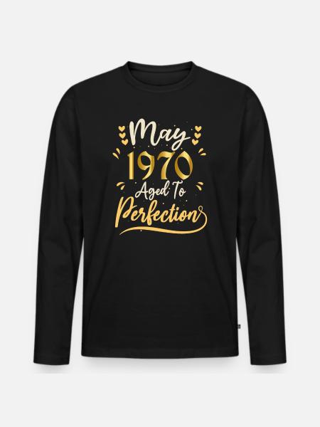 Mai 1970 Mai Geburtstag Mai 1970 - Männer Premium Bio Langarmshirt - Schwarz