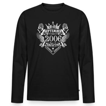 September 2006 | September 2006 Jubiläum 2006 - Männer Premium Bio Langarmshirt - Schwarz - Vorne - Nico (187cm)