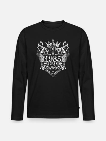 October 1985 anniversary 1985 October - Men's Premium Organic Long Sleeve Shirt - black