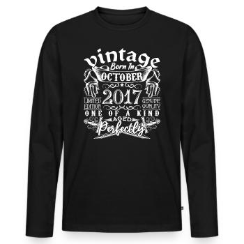 2017 October 2017 Anniversary October 2017 - Men's Premium Organic Long Sleeve Shirt - black - Front - Nico (187cm)