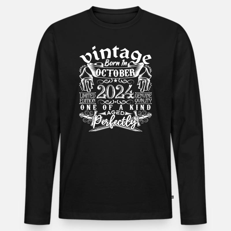 2024 Oktober 2024 Geburtstag Oktober 2024 - Männer Premium Bio Langarmshirt - Schwarz
