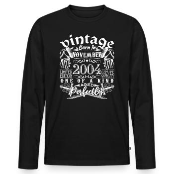 2004 Novembre 2004 anniversaire November 2004 - T-shirt manches longues Premium bio Homme - noir - Devant - Nico (187cm)