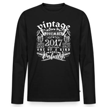 2017 November 2017 Anniversary November 2017 - Men's Premium Organic Long Sleeve Shirt - black - Front - Nico (187cm)