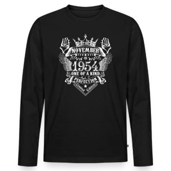 November 1954 Anniversary November 1954 November - Men's Premium Organic Long Sleeve Shirt - black - Front - Nico (187cm)