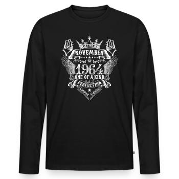 November 1964 Birthday November 1964 November - Men's Premium Organic Long Sleeve Shirt - black - Front - Nico (187cm)
