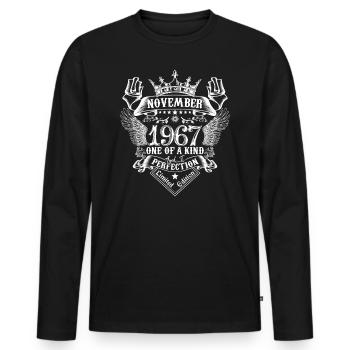 November 1967 Birthday November 1967 November - Men's Premium Organic Long Sleeve Shirt - black - Front - Nico (187cm)