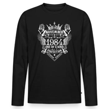 November 1984 birthday November 1984 November - Men's Premium Organic Long Sleeve Shirt - black - Front - Nico (187cm)