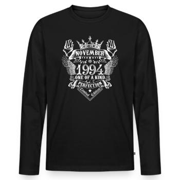 November 1994 birthday November 1994 November - Men's Premium Organic Long Sleeve Shirt - black - Front - Nico (187cm)