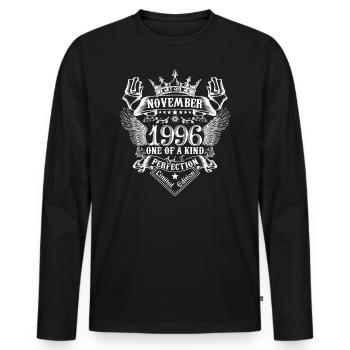 November 1996 Anniversary November 1996 November - Men's Premium Organic Long Sleeve Shirt - black - Front - Nico (187cm)
