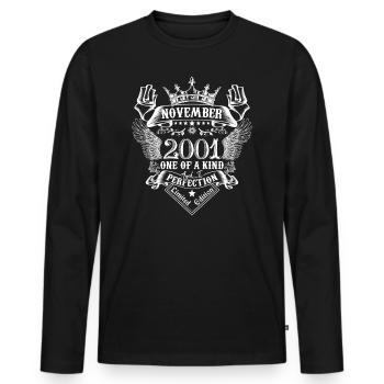 November 2001 Anniversary November 2001 November - Men's Premium Organic Long Sleeve Shirt - black - Front - Nico (187cm)