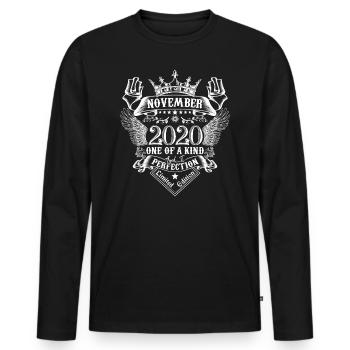November 2020 Anniversary November 2020 November - Men's Premium Organic Long Sleeve Shirt - black - Front - Nico (187cm)