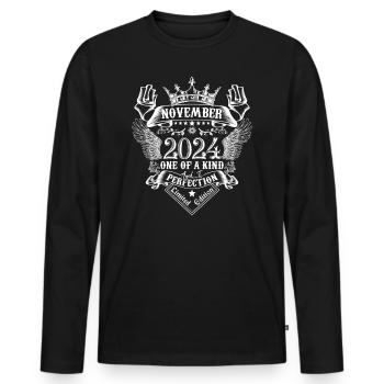 November 2024 Birthday November 2024 November - Men's Premium Organic Long Sleeve Shirt - black - Front - Nico (187cm)