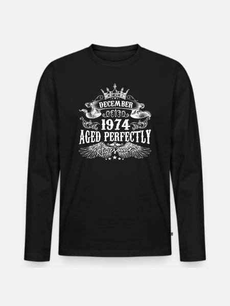 Décembre 1974 anniversaire 1974 Décembre - T-shirt manches longues Premium bio Homme - noir