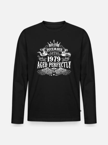 December 1979 Birthday 1979 December - Men's Premium Organic Long Sleeve Shirt - black