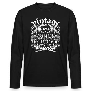 2003 Dezember 2003 Jubiläum Dezember 2003 - Männer Premium Bio Langarmshirt - Schwarz - Vorne - Nico (187cm)