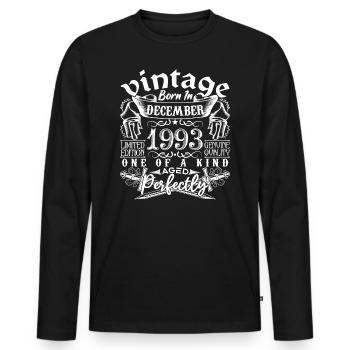 1993 Dezember 1993 Jubiläum Dezember 1993 - Männer Premium Bio Langarmshirt - Schwarz - Vorne - Nico (187cm)