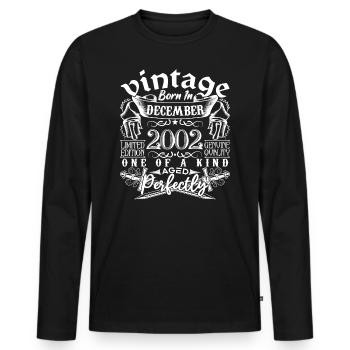 2002 Décembre 2002 anniversaire December 2002 - T-shirt manches longues Premium bio Homme - noir - Devant - Nico (187cm)